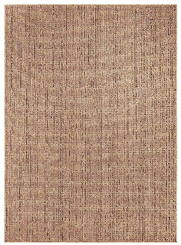 TT Home Alfombra Exterior Terraza Cocina Salon Etnica Monocromo Moteado, Color:Beige, Tamaño:160x220 cm