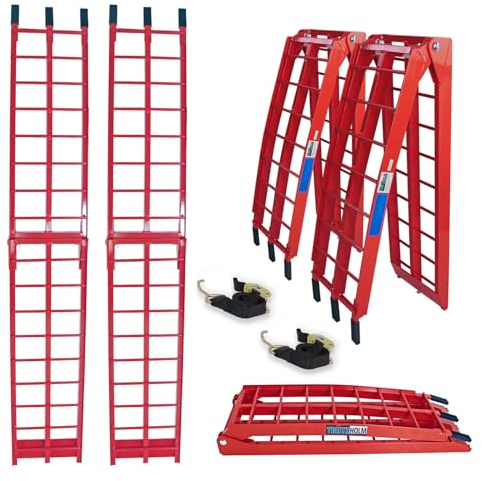 TRUTZHOLM Auffahrrampe Verladerampe Verladeschiene Rampe 2er Set Alu 680 kg klappbar in rot