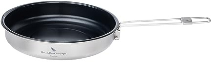 Boundless Voyage Padella da campeggio antiaderente in titanio da 1 litro per stufa a gas Ultraleggero da campeggio pentole padella per cucinare bistecca all'uovo, lavabile in lavastoviglie 18,8 cm