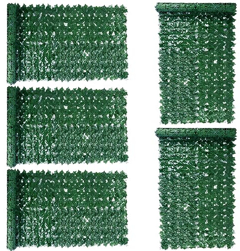 ALLOMN Künstliche Efeu Hecke Sichtschutz, Erweiterbare künstliche Hecken Zaun Balkon Sichtschutz Künstliche Efeu Blatt Dekoration für Gartenhecken Balkon Außendekoration 100 x 300cm (10 Rollen)