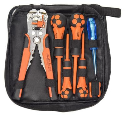Electrician's Insulated Wire Stripper Screwdriver Combo Set, Strong and High Hardness Magnetic Domestic Screwdriver