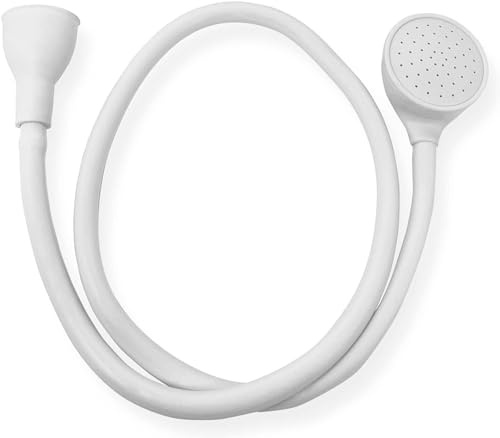 All in HERE Single Tap Shower Spray Hose Bath Pipe Tub Sink Spray Attachment Head Washing Indoors Connect Hose On Tub Spout for Bathing Baby, Pet, Grooming, Massage, White