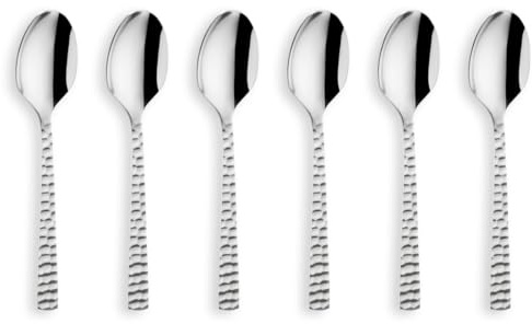 Amefa FELICITY Espressolöffel Set 6-teilig, Hochwertige kleine Löffel, Gehämmert, Moccalöffel im Hammerschlag-Design, 18/0 Kaffeelöffel Edelstahl spülmaschinenfest