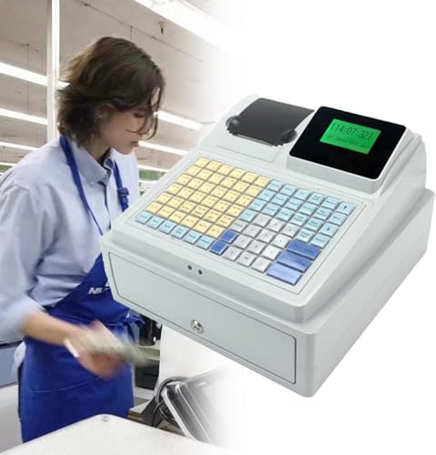 ZIXIAOS Elektronische Registrierkasse Mit 81 Tasten, Geeignet Für Einkaufszentren, Kommerzielle Smart-Kassen, Mit Thermodrucker Und Kassenschublade Mit Großer Kapazität