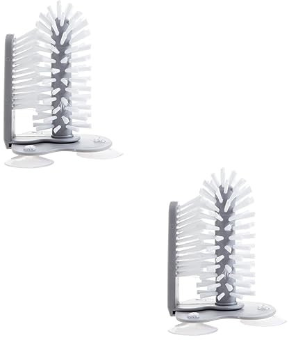 minkissy 2pcs Detachable Suction Cups Brush Lazy Cup Brush for Glassware Rotatable Tea for Cleaning Tea and Mug