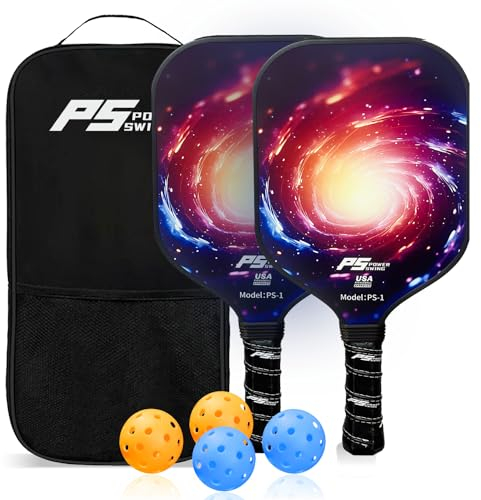 Pickleball-Paddel 2er-Set – USAPA-zugelassenes Fiberglas-Pickleball-Paddel-Set mit 2 mit SRT Pro Polymer Wabenkern, 4 Hochleistungs-Pickleballs, Tragetasche und 2 Griffbändern