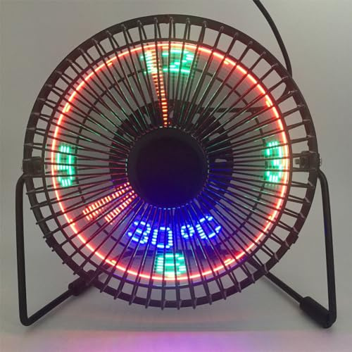 AMZLORD Mini ventilador de reloj LED USB con pantalla de temperatura de reloj en tiempo real Ventilador de reloj USB LED alimentado por USB Rotación 360 Mini ventilador de enfriamiento de re
