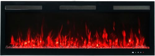 AFLAMO Majestic Pro- Camino elettrico da parete/incasso, tecnologia LED, effetto fiamma realistica, funzione riscaldamento.…