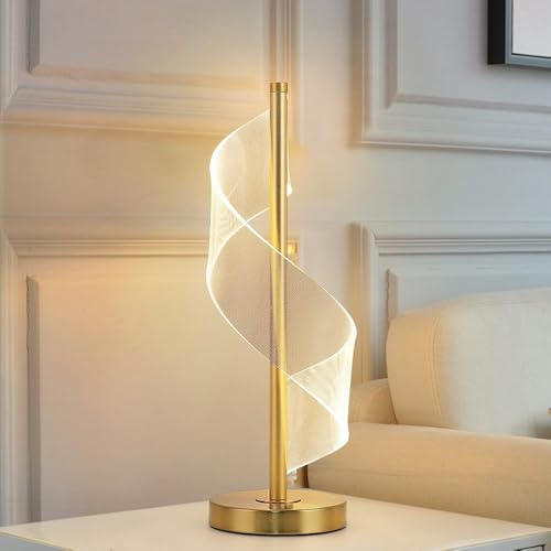 Mengjay Schreibtischlampe LED Dimmbare Tischleuchte 3 Farb Augenfreundliche Tischlampe Nachttischlampe Leselicht für Leser Lampe, Nachttischleuchte,Bürolampe, Leselampe (Gold)