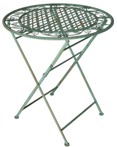 Vintage Gartentisch 'Jardin de Fleurs' – Romantischer Eisentisch im Antik-Look für Garten, Terrasse & Wohnbereich, Höhe 75 cm, Durchmesser 70 cm, Stabil & Nostalgisch Palazzo Exklusiv LUP170