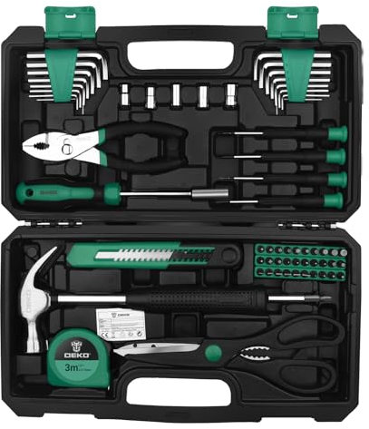 DEKO TZ62 Set di attrezzi per parti Set di utensili manuali generali per la casa con custodia per attrezzi in plastica (verde)