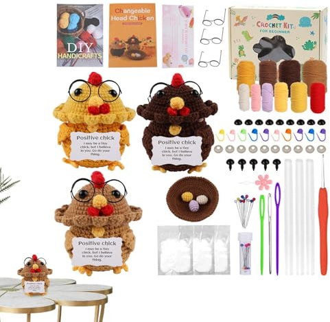 jlceh Häkeltier-Set | Häkeln Sie Huhn Häkeltier-Kits, positive Häkeltiere