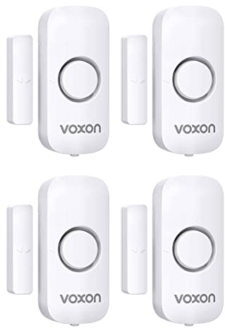 VOXON Wireless Door and Window Alarm Sensor 4 Pack 2 Modes Magnetic Window Door Burglar Alarm with 100dB Loud for Kids Safety Home Shop Security