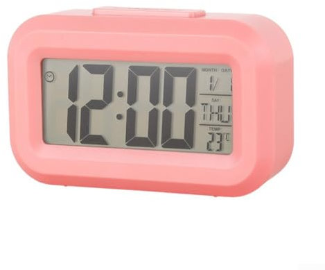 Stilvoller LED-Wecker mit praktischer Schlummerfunktion und Temperaturmessfunktion (Rosa)