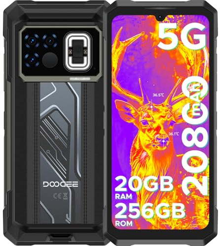 DOOGEE Fire 6 Max Movil Irrompible 5G con Imagen Térmica, 20800mAh/33W, 20GB+256GB/2TB Móvil Rugerizado Android 14, Linterna de doble luz 120LM, 50MP+20MP, 6,72’’ FHD+ 120Hz, NFC/Face ID/Dual SIM/IP69