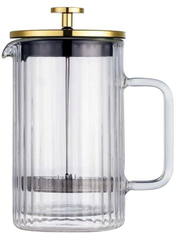 Klausberg Teezubereiter Kaffeebereiter French Press 600ml / 5 Tassen, Kaffeepresse Edelstahl filter, Doppelwandige Isolierte Kaffeekanne, Teekanne, Teebereiter, Deckel in Gold (KB-7760)