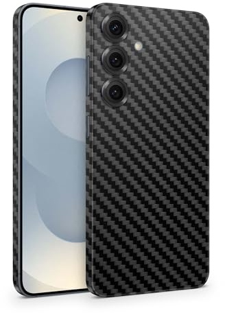 TF Skins Skins compatible avec Samsung Galaxy S25 et S25 Ultra, film de protection Skin 360° Full Coverage ou Back Only (Full Coverage, Carbon Noir, S25)