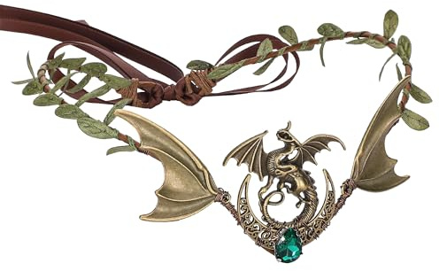 PartyforU Elfenblumenkrone mit Drachenmond für Cosplay, Bronze Elfen Kopfschmuck für Renaissance Feenkostüm Damen