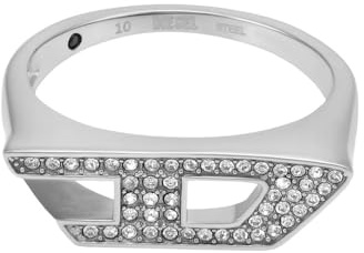 Diesel D Logo Bagues Unisex en acier inoxydable ou cristal étincelant avec sceau