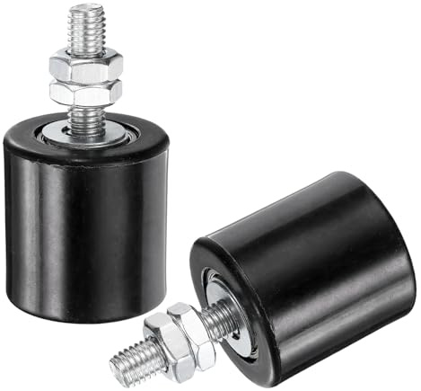 QUARKZMAN 2pcs Galet Guide pour Portail Coulissant 42x44mm, M10 Roulette Nylon Guide au Sol pour Porte Grange Coulissante, Roue Universel avec Roulement à Billes Scellé pour Portail, Noir