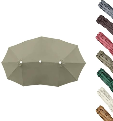 MACAGGTNTU Sonnenschirm Ersatzbezug 460x270cm Doppelsonnenschirm Ersatzbezug Extra Großer Gartenschirm Ersatz-Regenschirmstoff Wasserdicht Stoffbezug(Sand)