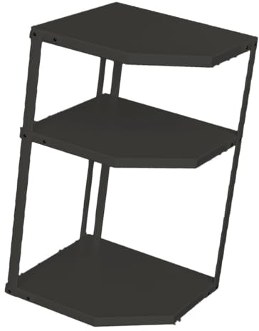 Qcwwy Carbon Steel Kitchen Small Corner Shelf Rack Durable Stable Cookware Stand for Pans Pots Limited Counter Space (3 Layer Black 27x27x45.5cm)