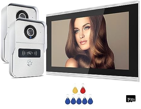 Intercoms Wireless for Home 2MP 1080P 10-Inch Video Intercom Touch Screen Big Tuya Wireless POE Wired Doorbell for Villa Flat RFID Access Control(2v1)