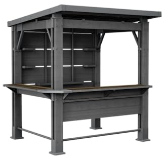 Keter Bar Gazebo Gartenpavillon mit integriertem Bartresen, wetterfest, H238 x B230 x T200 cm, DecoCoat Holzoptik in Walnuss, aus recyceltem Kunststoff & Metall