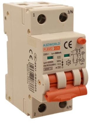 Interruttore Differenziale Magnetotermico Tipo A 300mA 25A C25, Bipolare 2P (NO 1P+N), Curva C 6kA, Doppio Leva con Diagnostica Visiva, 2 Moduli DIN, Serie PL8M2