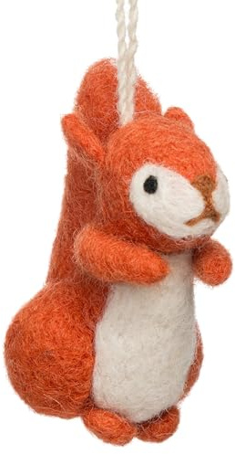 SIKORA Filz Anhänger hangemachter Christbaumschmuck aus Wollfilz Deko Figur Weihnachten Ornament - Handmade in Nepal, Farbe:Eichhörnchen 8cm - FZ09