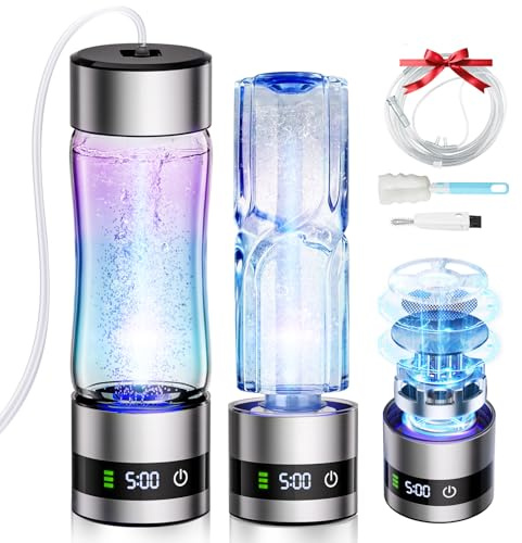 IUHFSIFS Botella de agua de hidrógeno mejorada 4.0 con cepillo【NO.1 doble contenido de hidrógeno】Botella de agua de hidrógeno con 2025 avanzada, 0 cloro, 0 ozono y 0 metales pesados que mejoran el
