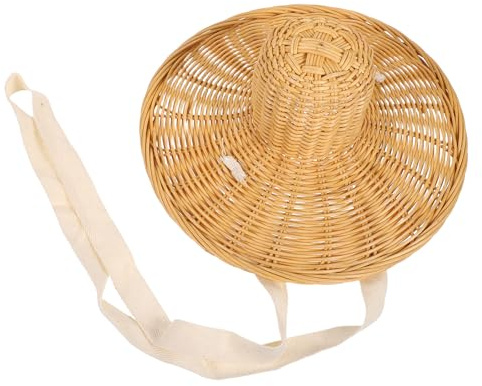 SUPVOX Sombrero de cono de ratán para niños: Sombrero cónico de ratán hecho a mano para fiestas, disfraz tradicional chino, gorro playero para el sol, accesorio de fotografía para cosplay