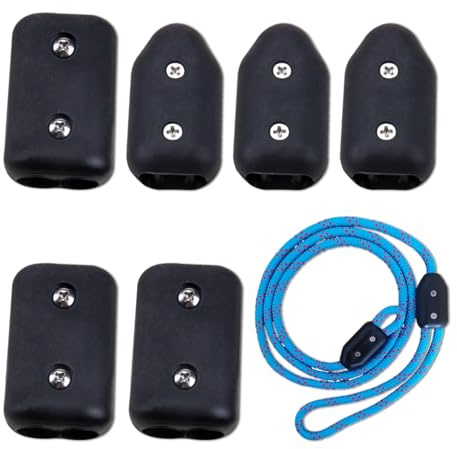 HUTRADE 4 Stück Seilklemmen aus schwarzem Kunststoff Verstellbare Verbinder für geflochtene Seile 7-8mm & 9-10mm, für Hundeleinen, Bootsseile, Taue und Zelte