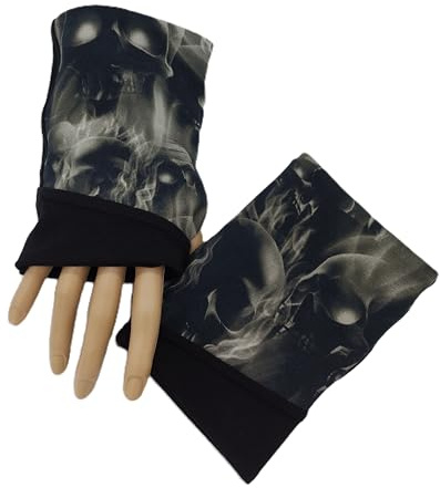 Pulswärmer, kurze Handstulpen,Totenkopf, 95% Baumwolle, 5% Elasthan