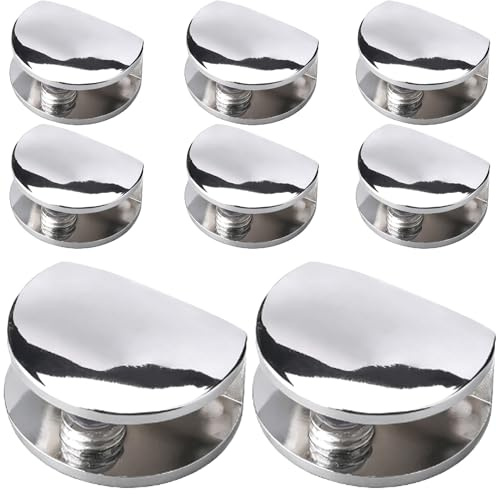8Pcs Glass Shelf Brackets, Adjustable Glass Shelf Supports, Wall Mounted Zinc Alloy Glass Clamps for 6-8mm Thick Panels, Floating Shelf Support Brackets for Bathroom, Display & Bookcases