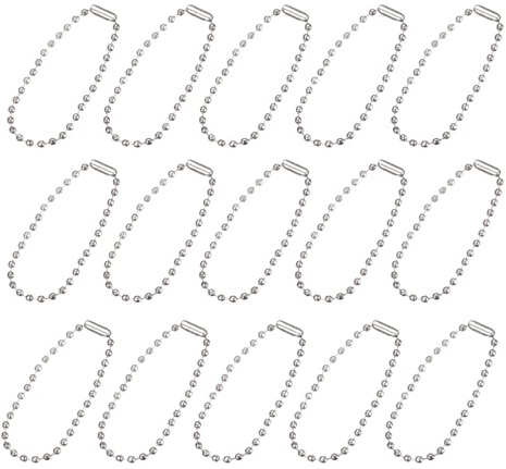 Reochps 50pcs Ball Bead Chain,Keyring Chain Extender for Label Tags 2.4mm*10cm Ball Chains withConnectors for DIY Crafts Jewellery Making Hanging Ornaments Tags Keychain (Silver)