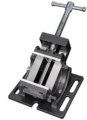 Tornillo de banco de trabajo ajustable con mandíbulas extraíbles, diseño inclinable para una sujeción segura en carpintería, metalurgia y proyectos de bricolaje