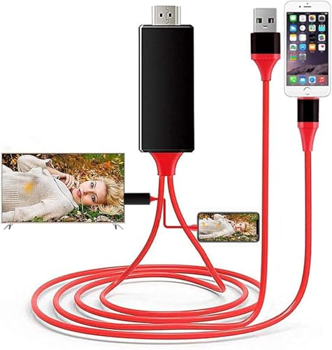 [Certificado Apple MFi] Adaptador de cable Lightning a HDMI compatible con iPhone, DVI a HDMI 1080P, pantalla de sincronización digital, adaptador de audio y video con conector de puerto de carga a TV
