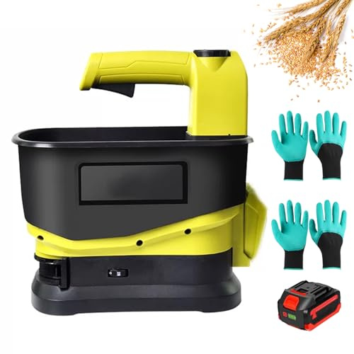Spandiconcime Senza Fili, Spandiconcime Elettrico da Giardino da 5,5 L con Angolo di Diffusione di 140°, 6 Impostazioni di velocità, Spandiconcime per Erba, Piante E Arbusti da Esterno 1battery