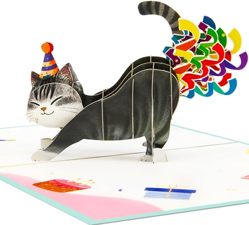 GREETING ART Pop-Up Geburtstagskarte mit Katze,Lustige Happy Birthday Karte,Pop Up Karte Geburtstag für Frauen,Männer, Mädchen,Katzenmama, Katzenpapa, Katzenliebhaber