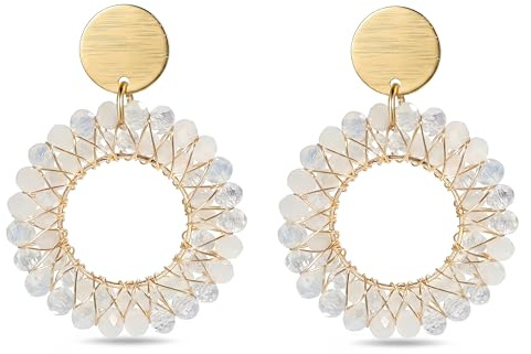 Mit Rund Damen Ohrringe Hängend Boho Sommer Statement Leicht Überhang Kristallweberei Urlaub Elegante Partys Ohrringe