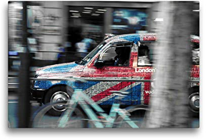 Premium Textil-Leinwand 45 x 30 cm Quer-Format Taxis in London, Leinwanddruck von Reiner Silberstein