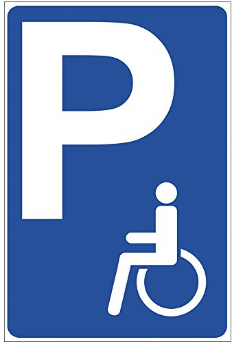 Panneau « Parking pour handicapés » en aluminium/Dibond, 3 mm, 200 x 300 mm, panneau de stationnement pour personnes handicapées, parking uniquement avec carte d'identité