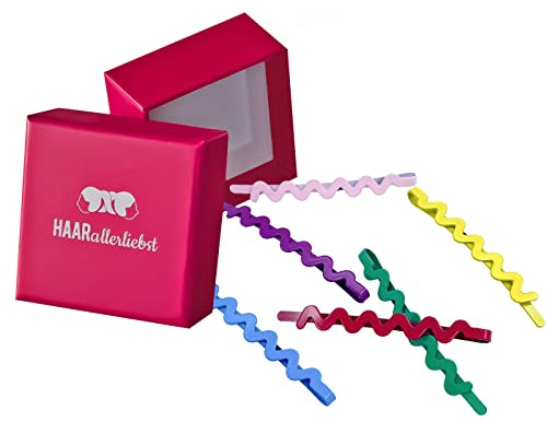HAARallerliebst 6 Haarnadeln gewellt - 4,5 cm lange Bobby Pins wellig- Haarklemmen Damen & Hair Pins in pinker Box - Perfekte Haarnadel für auffälliges Styling