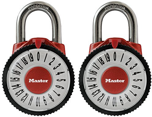 Master Lock 1588T Cadenas à combinaison avec lentille grossissante, couleurs assorties, lot de 2