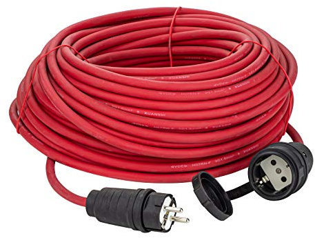 DEMA 40 m Verlängerungskabel H07RN-F 3x1,5 mm² rot, IP44, 16 A, 3500 W, feindrähtig, flexibel, für Außenbereich, Werkstatt, Baustelle, Garten, Schutzkontakt