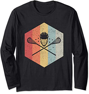 Vintage Lacrosse Gift Lacrosse Helmet and Sticks Long Sleeve T-Shirt