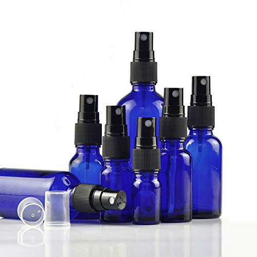 Sunnykud Pack of 5 Glass Bottles with Fine Mist Sprayers Spray Pump Bottle Dispenser 5/10/15/20/30/50/100 ml Pharmacist Spray Bottle