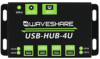 Coolwell Industrial Grade USB HUB, with Metal Case, Extending 4X USB 2.0 Ports, ESD Protection, Support Multiple OS, Plug & Play