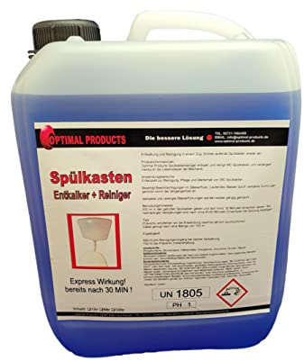 Optimal Products 5 Liter Spülkasten Entkalker mit Express-Wirkung nach 30 Minuten, 2 in 1 - Löst Kalk und reinigt den WC-Spülkasten